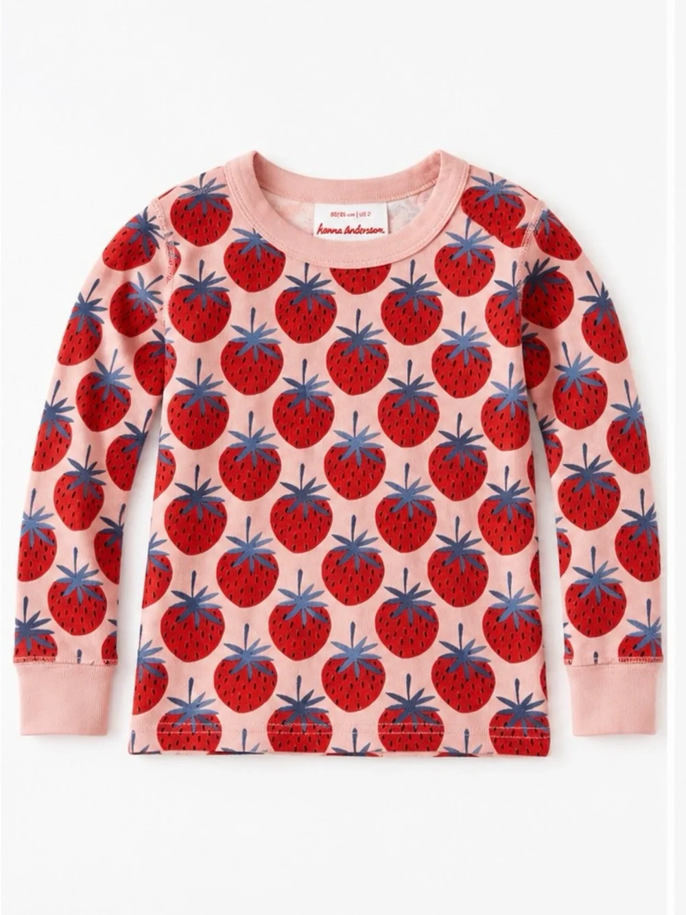 Hanna Andersson Pink Long-Sleeve Strawberry Print pajama top